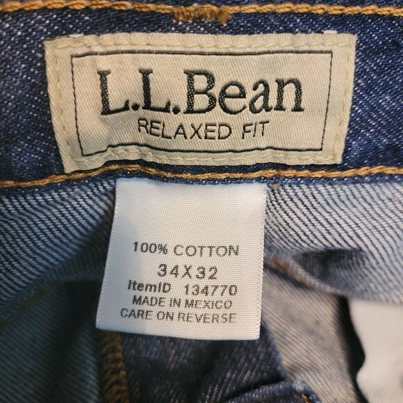 LL Bean Jeans 34x32 Measures 32x32 Relaxed Fit Dbl L Straight Dark Wash NWT - Picture 4 of 10